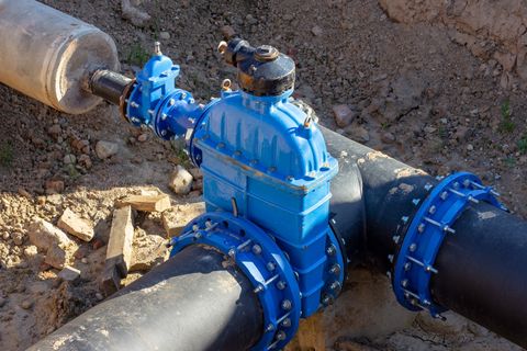 City sewer line hookup piping