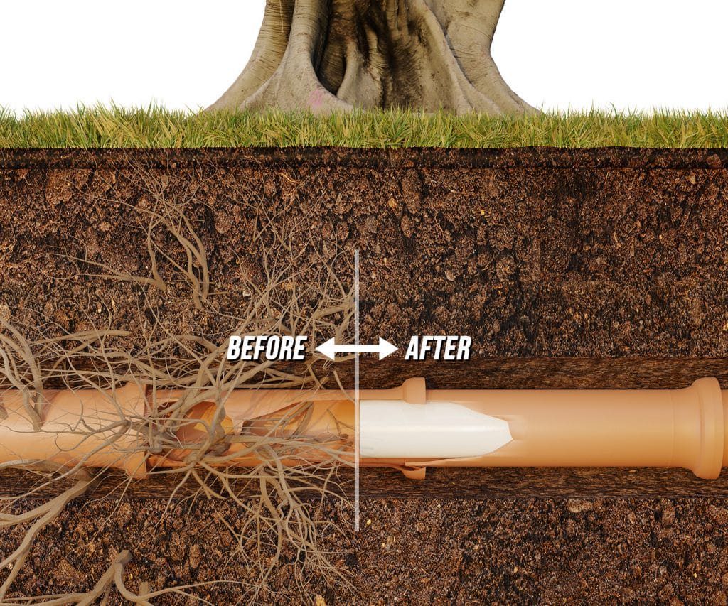 trenchless sewer repair root damage repaired with no digging