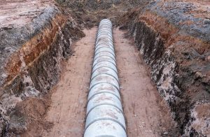 Sewer repair project at an industrial site