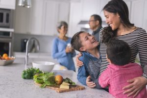 Family spending time together in kitchen 